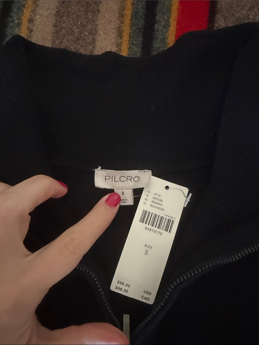 NWT Pilcro Ribbed Cropped 1/4 Zip - Picture 2 of 3